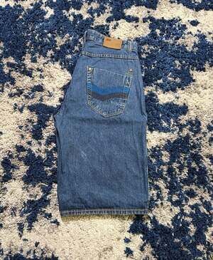 Vintage Gold Label Y2K Baggy Embroidered Denim Shorts Size 36